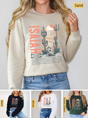 a woman wearing a sweatshirt with a cactus print on it