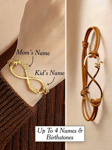 1-4 Names Infinity Bracelet with Birthstones - Mom Bracelet With Kids' Names (Copy)