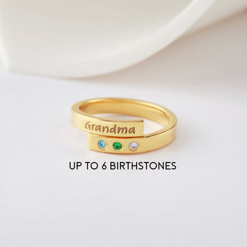 1-6 Birthstones & Name Wrap Ring -  2.5mm