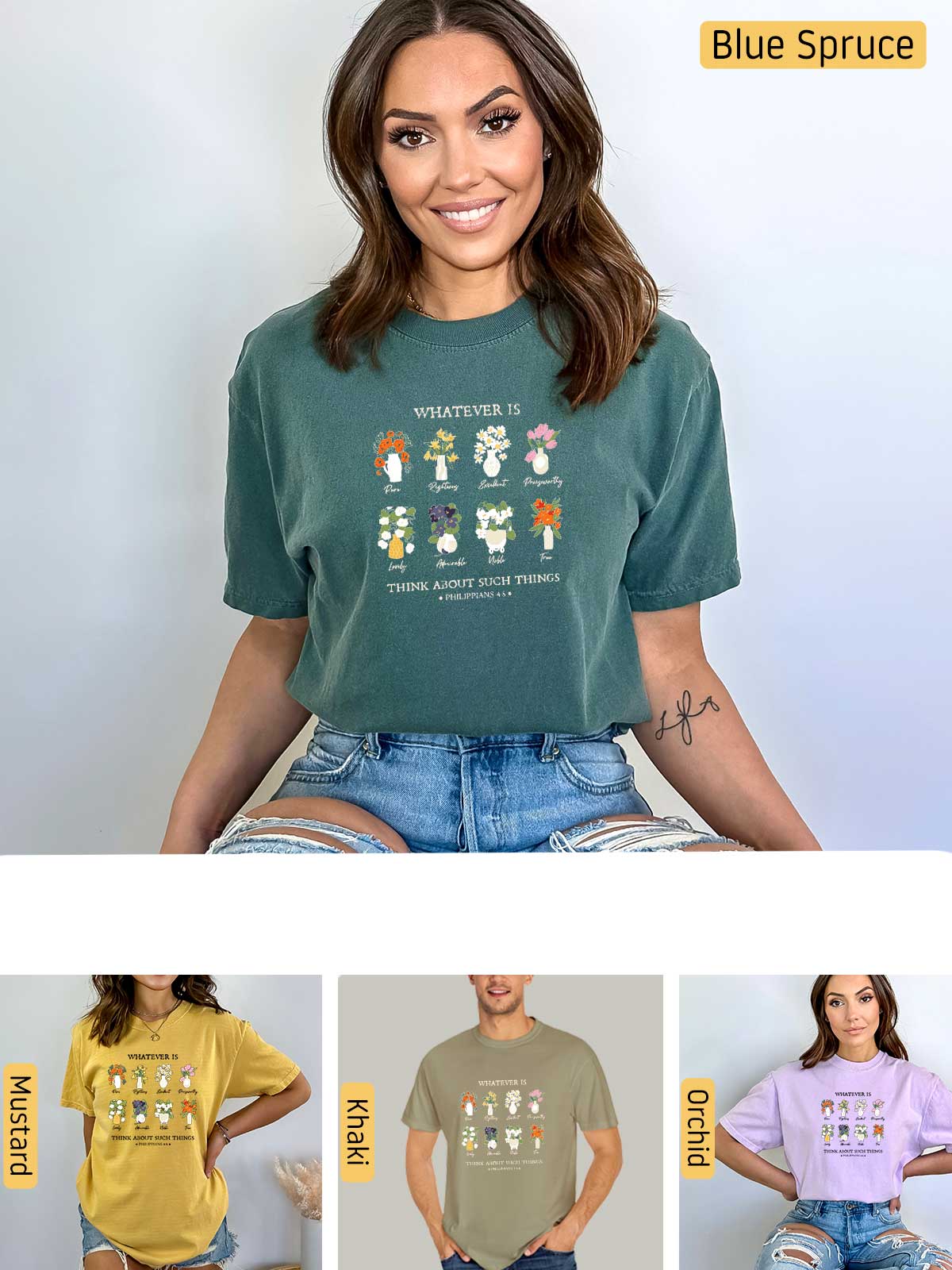 a woman wearing a t - shirt that has pictures of dogs on it