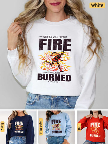 Walk Through the Fire, Firefighter - Isaiah 43:2-3 - Medium-heavyweight, Unisex Sweatshirt