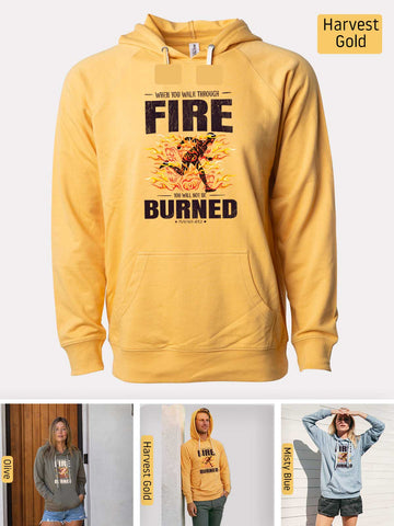 Walk Through the Fire, Firefighter - Isaiah 43:2-3 - Lightweight, Unisex, Slim-Fit, Terry Loopback Hoodie