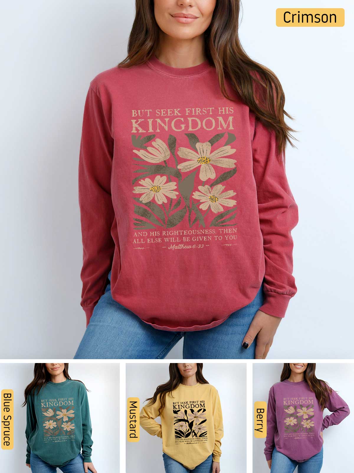 a woman wearing a sweatshirt with a flower on it