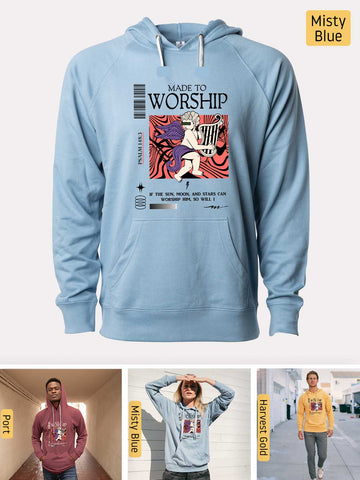 Made to Worship - Psalm 148:3 - Lightweight, Unisex, Slim-Fit, Terry Loopback Hoodie