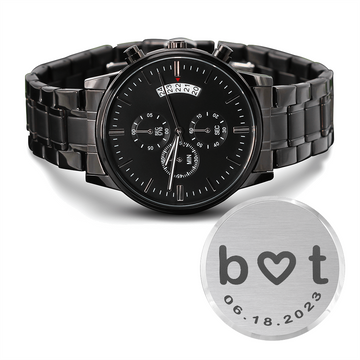 Couples Chronograph Men's Watch - Initials & Date Engraved