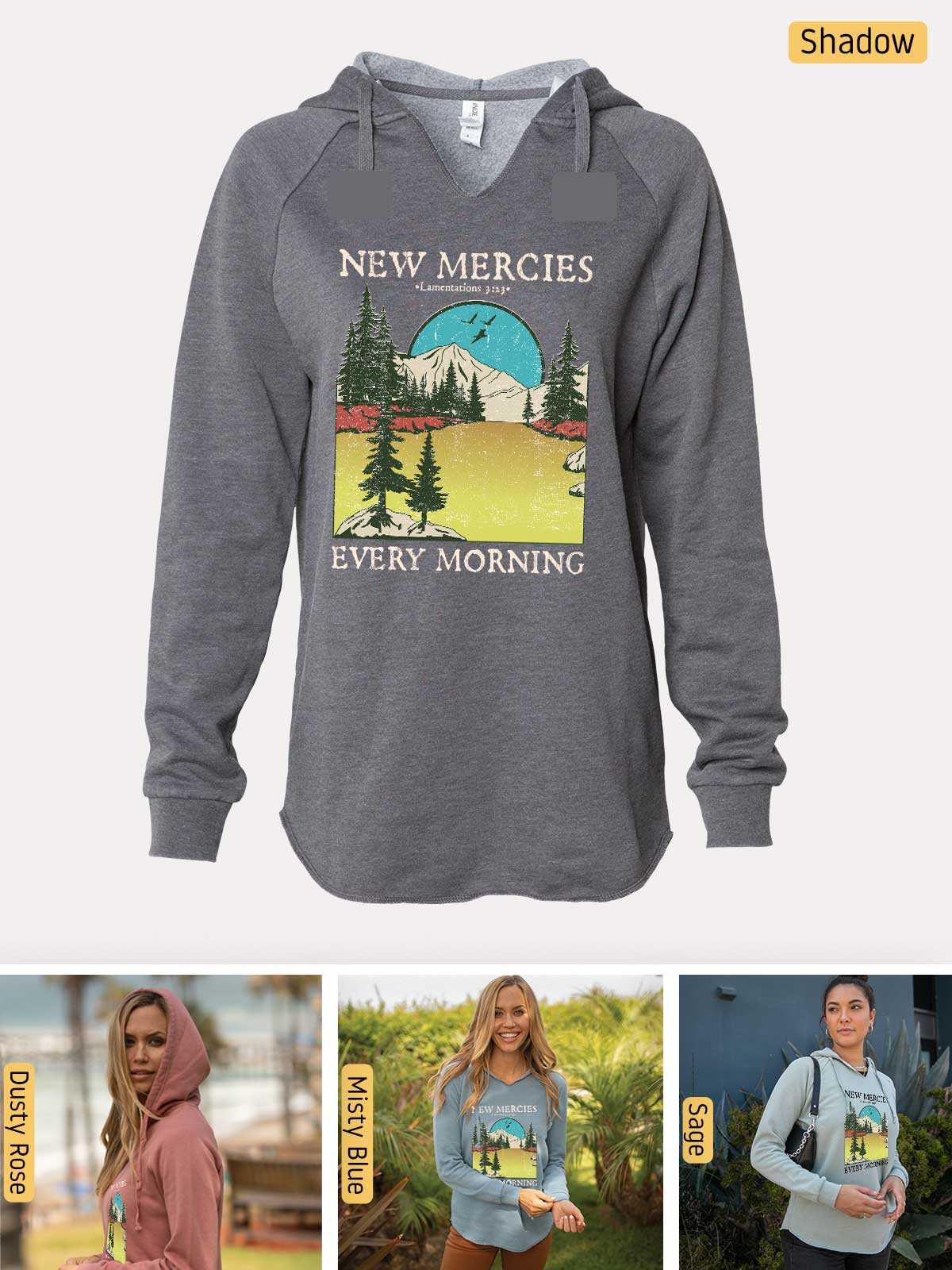 a women's sweatshirt with a picture of a woman wearing a hoodie