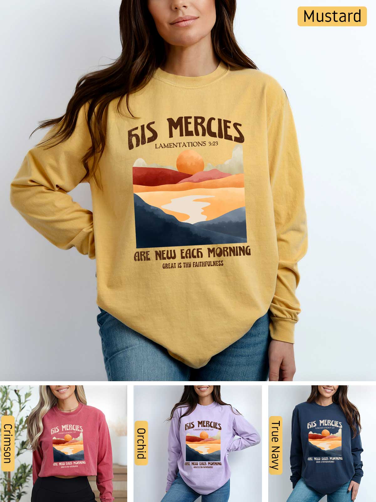 a woman wearing a sweatshirt that says, 65 mercies