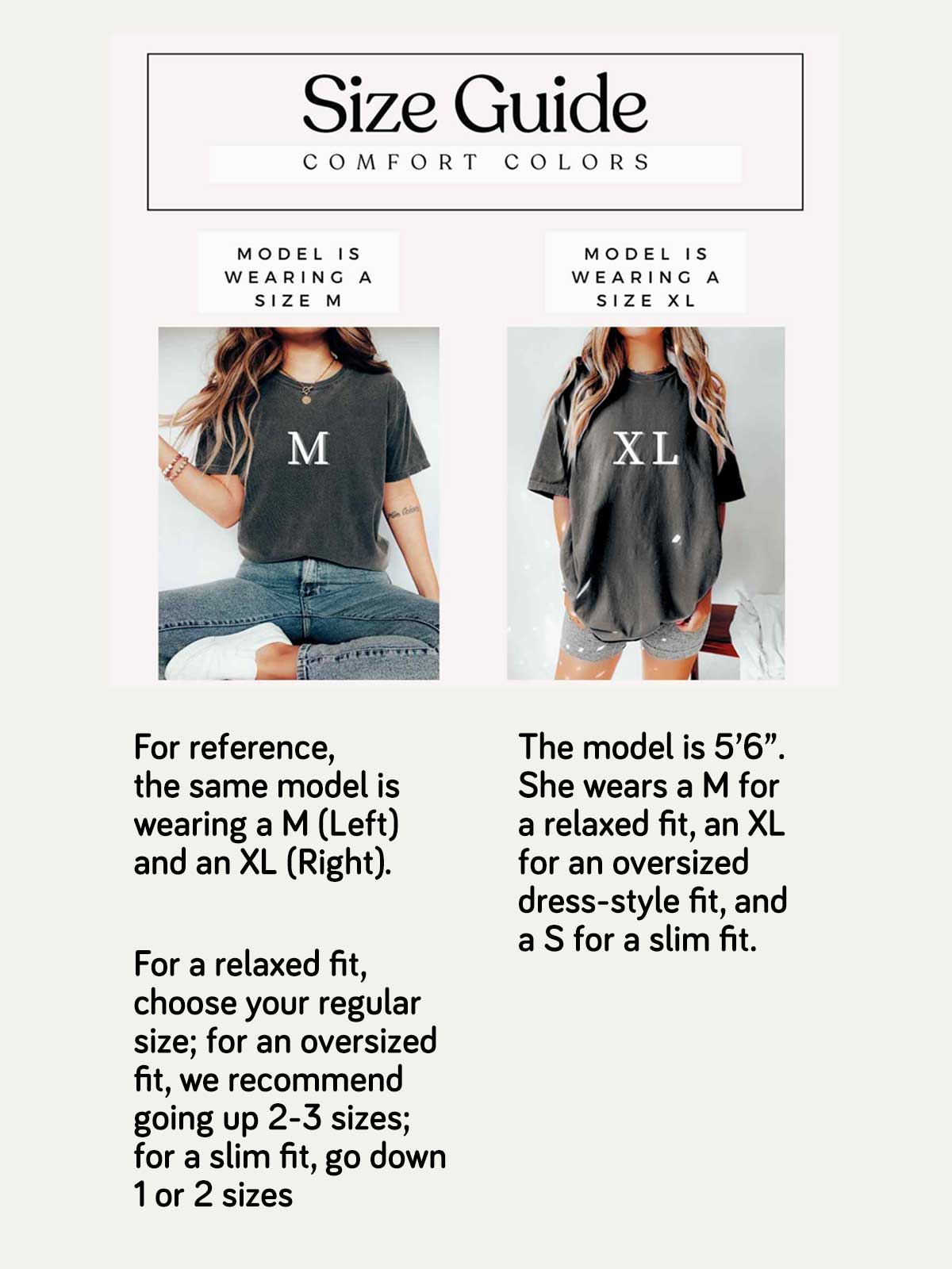 the size guide for a women's t - shirt