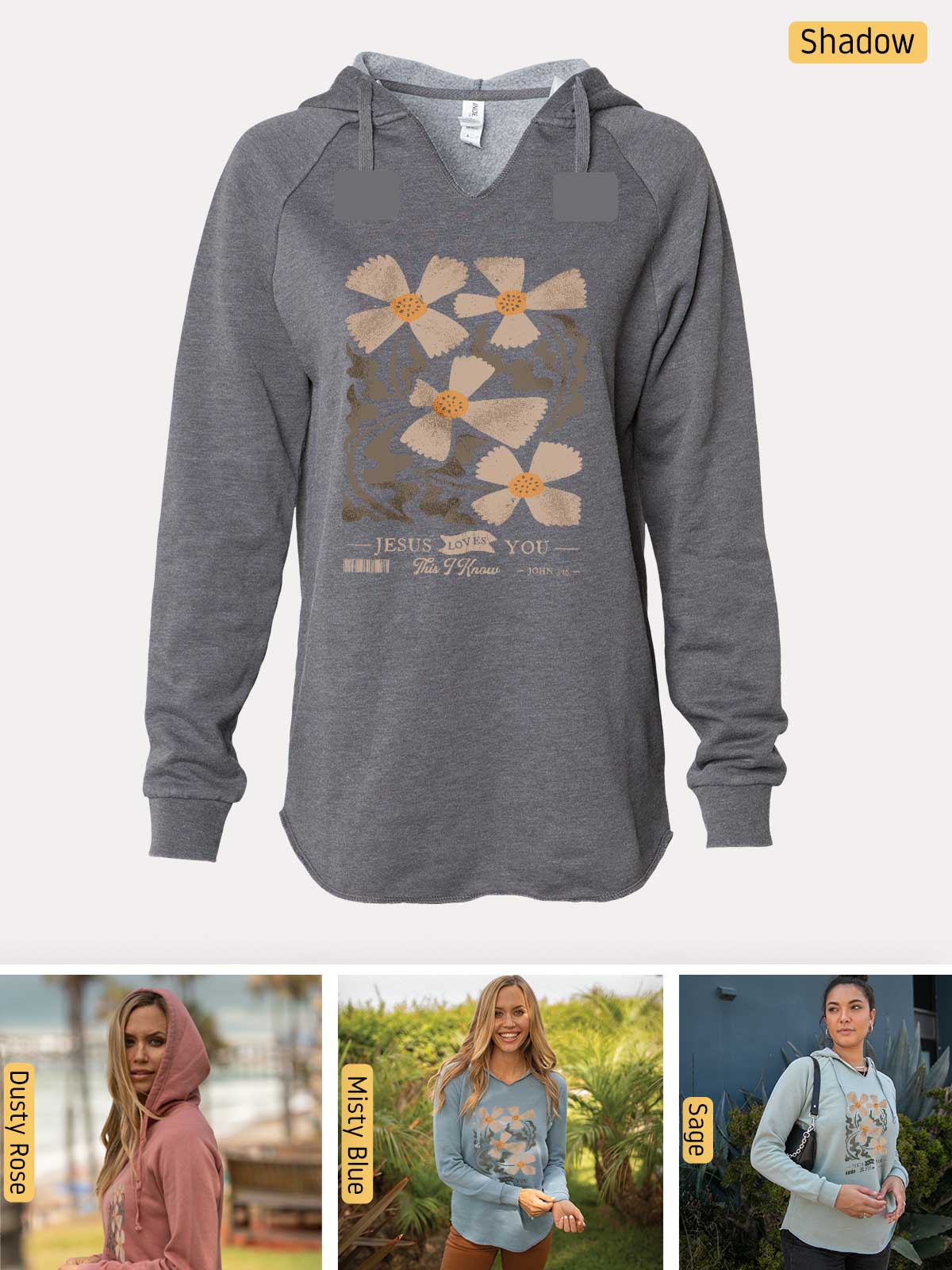 a women's sweatshirt with a picture of flowers on it