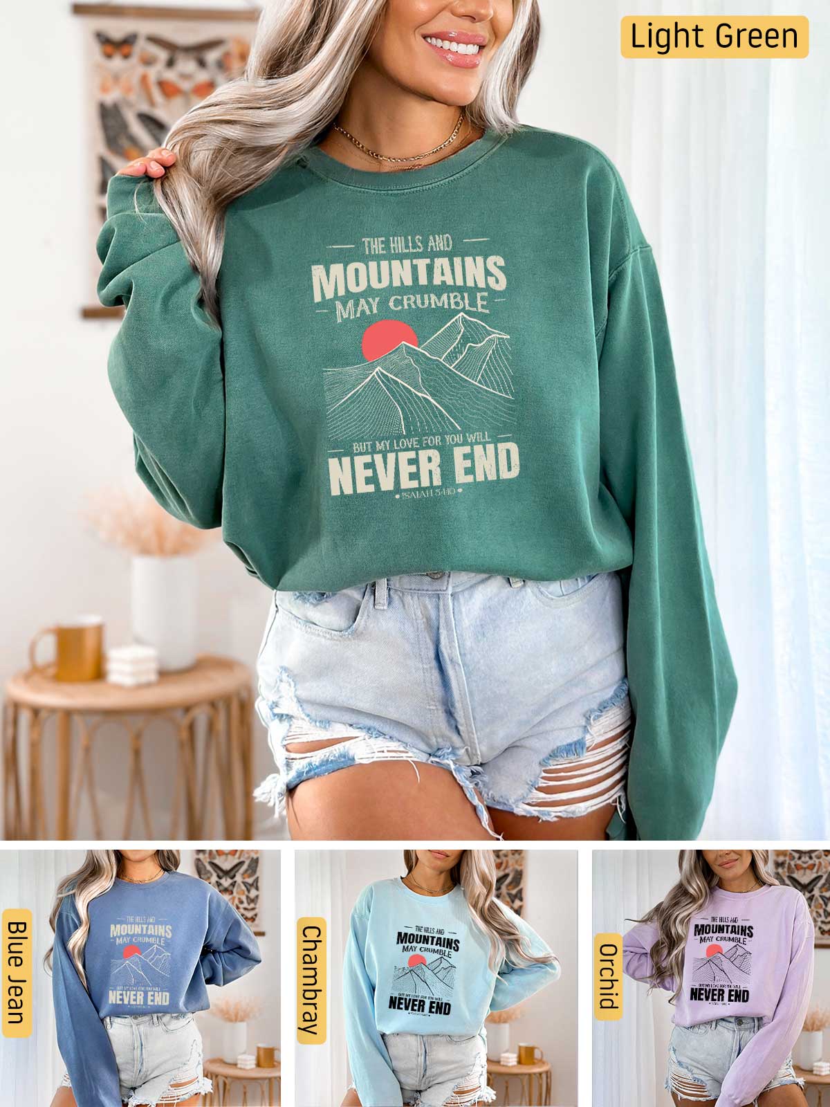a collage of photos of a woman wearing a sweatshirt and shorts