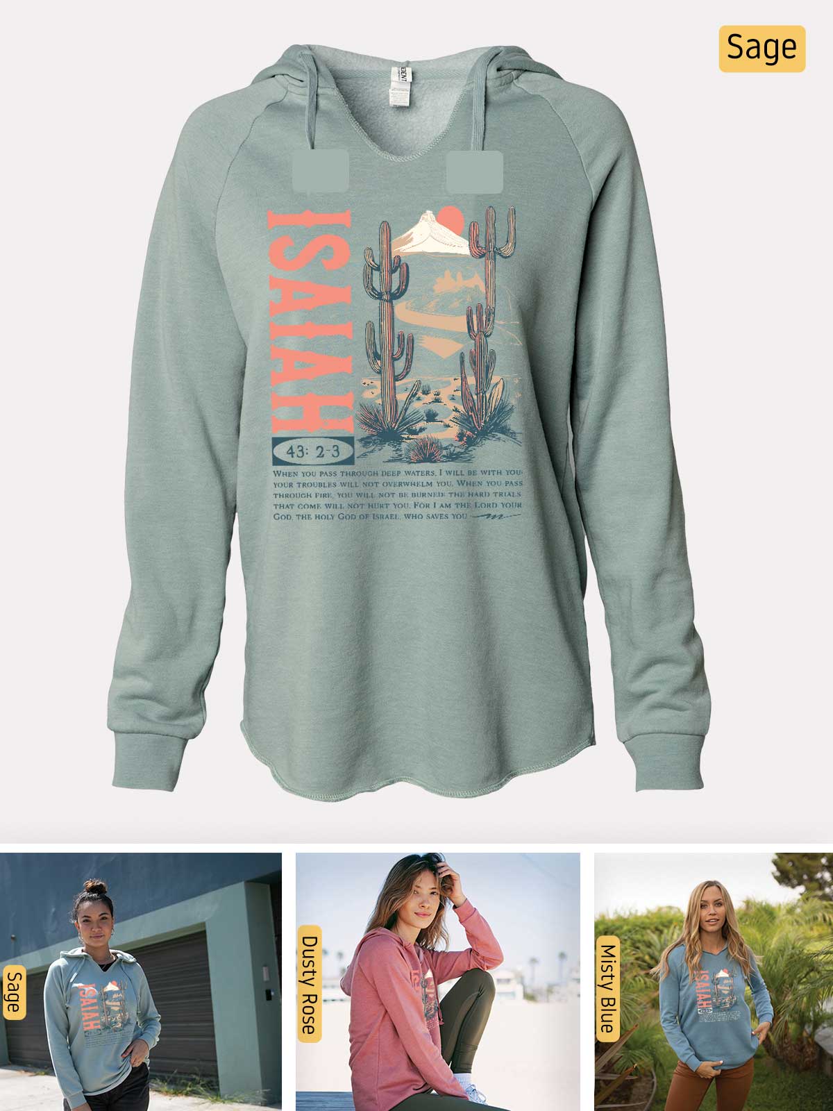 a women's hoodie with a picture of a cactus on it