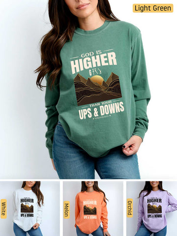 God is Higher - Romans 8:38-39 - Medium-weight, Unisex Longsleeve T-Shirt