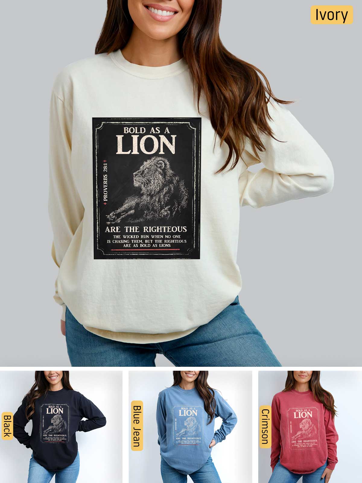 a woman wearing a sweatshirt with the lion on it