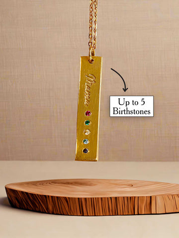 1-5 Birthstones Custom Bar Necklace – Ideal for Moms