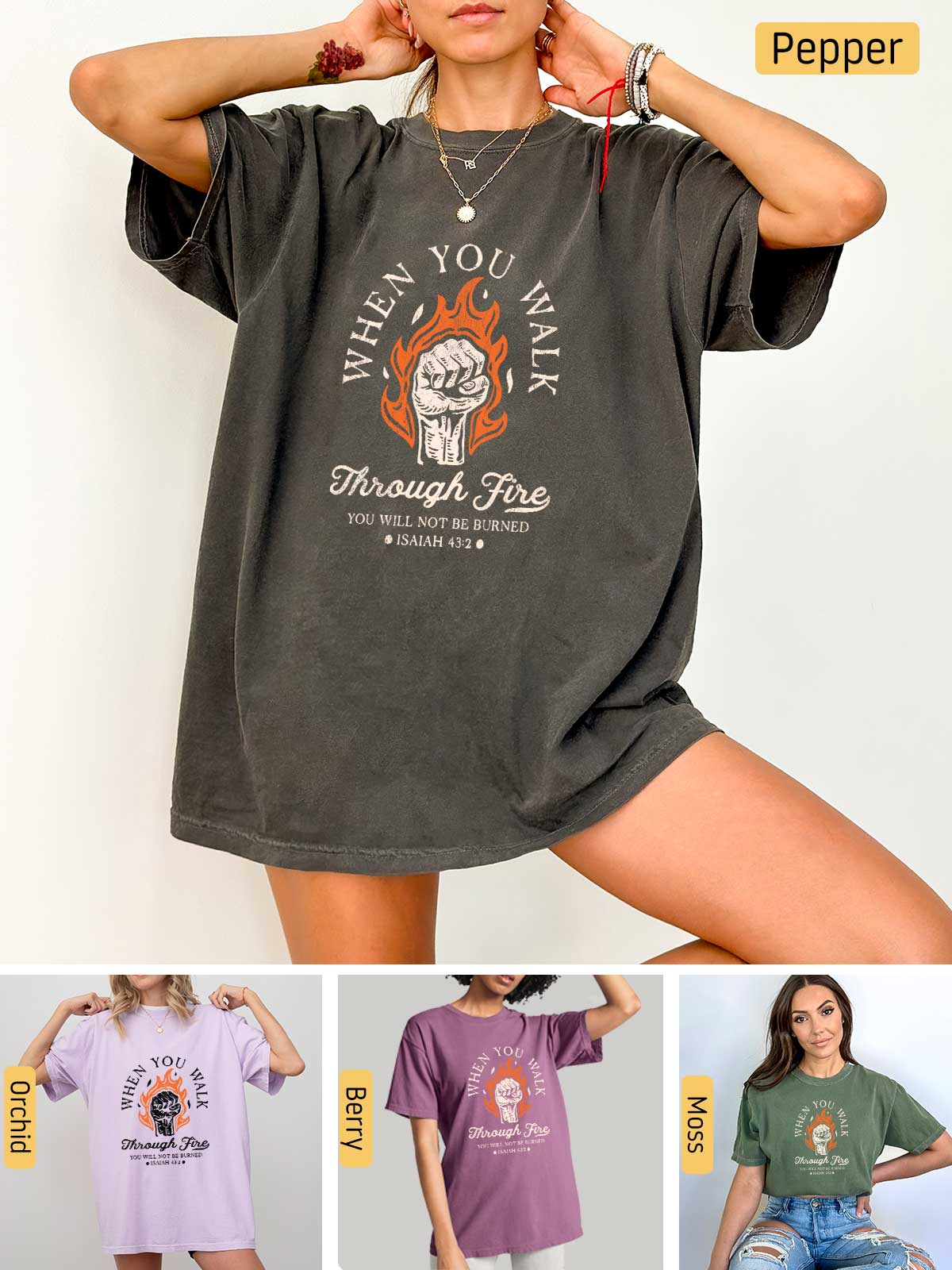 a collage of photos of a woman wearing a t - shirt