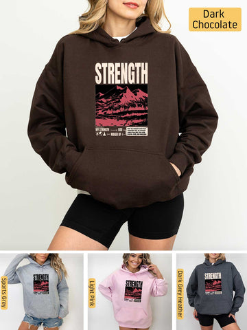 Strength, I Lift My Eyes to the Mountains - Psalm 121: 1-2 - Medium-heavyweight, Unisex Hoodie