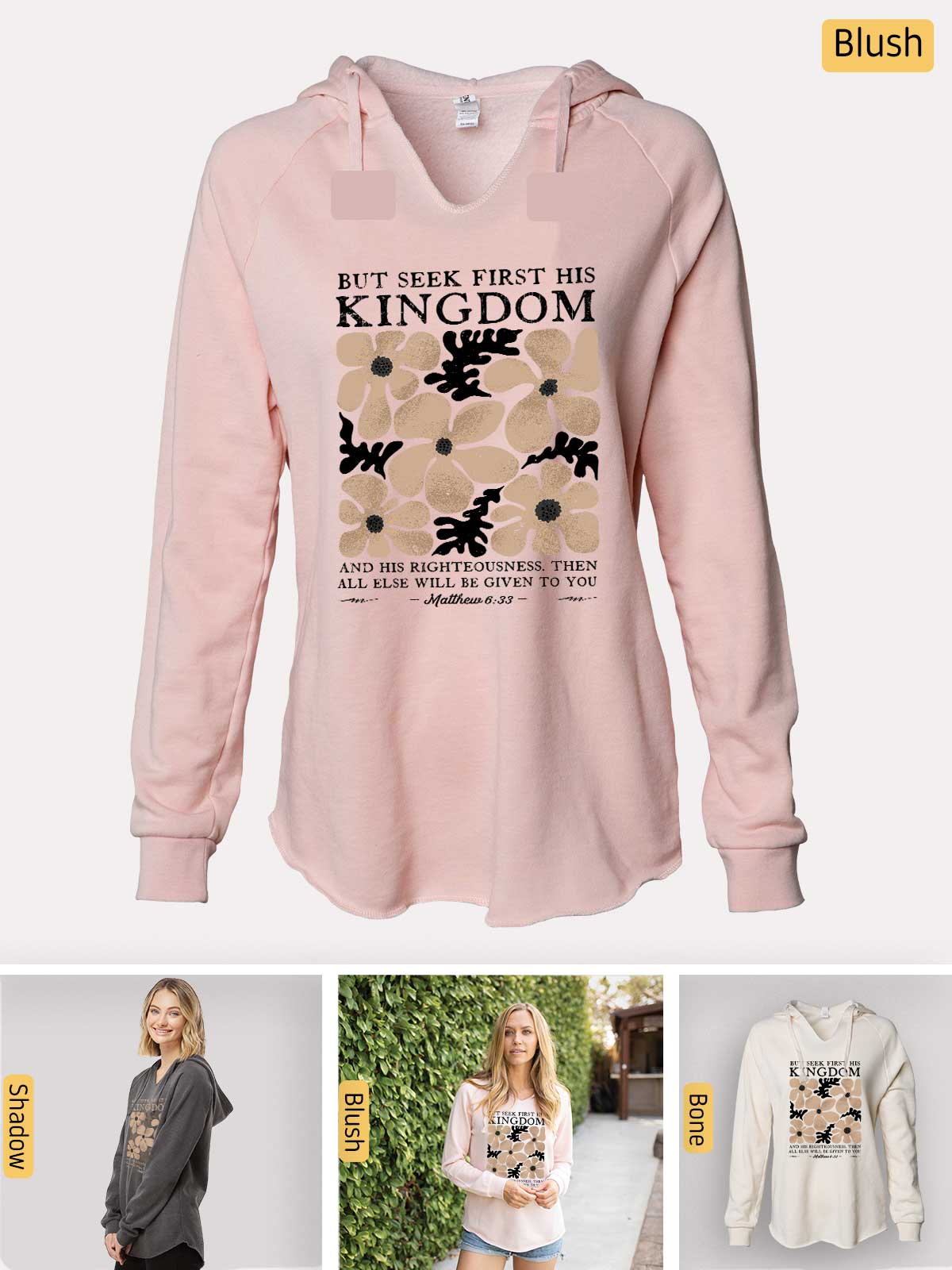 a women's pink hoodie with a picture of a woman's shirt