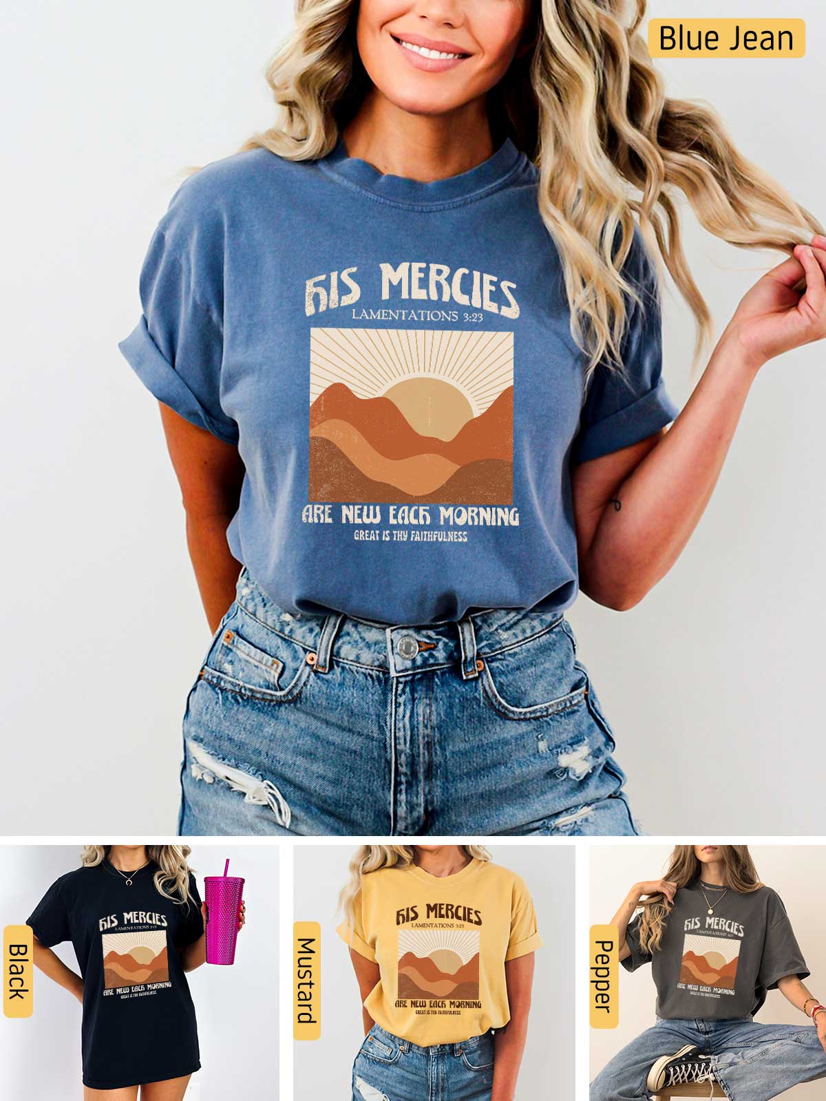 a woman wearing a t - shirt that says, gis mercies are wild