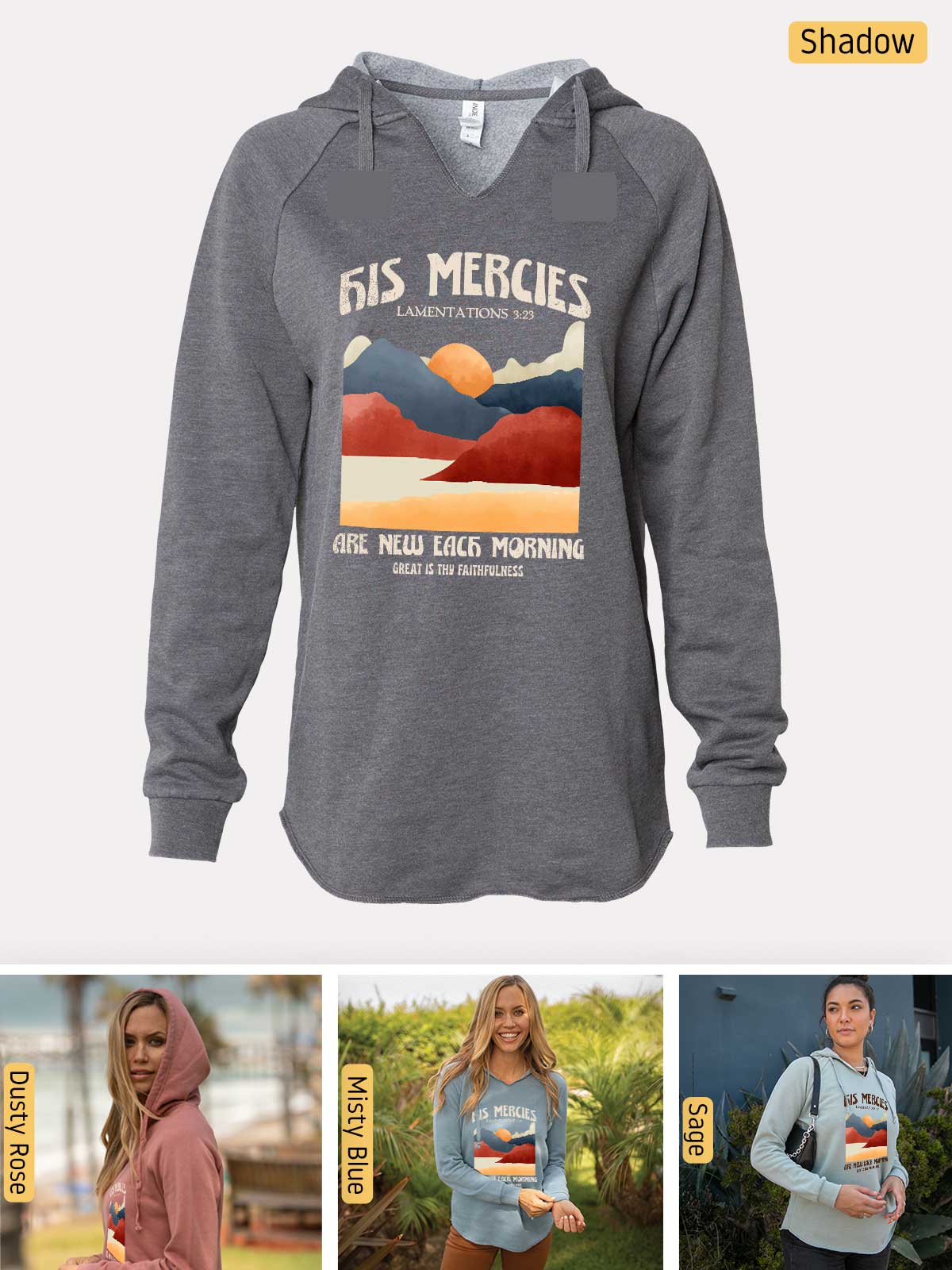 a women's sweatshirt with a picture of a woman wearing a hoodie