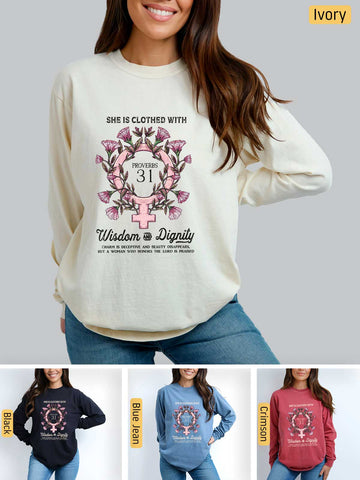 She is Clothed in Strength - Proverbs 31 Woman - Medium-weight, Unisex Longsleeve T-Shirt