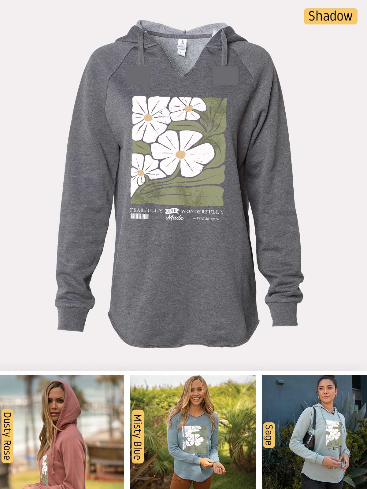 a women's hoodie with a picture of flowers on it