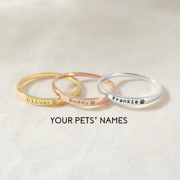 Dainty Stackable Pet Ring - 1.5mm Band With 2.5mm Center