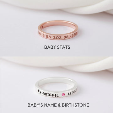 Baby Stats with Birthstone Ring - 2.8mm