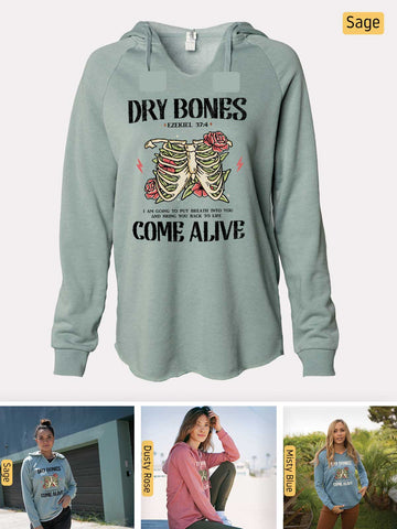 Dry Bones Come Alive -  Ezekiel 37:4 - Lightweight, Cali Wave-washed Women's Hooded Sweatshirt