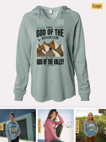 God of the Mountain - 1 Kings 20:28 - Lightweight, Cali Wave-washed Women's Hooded Sweatshirt