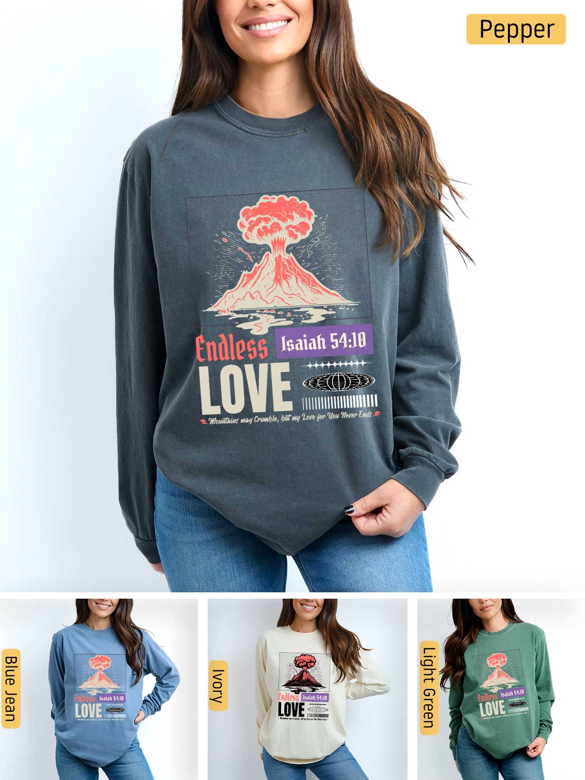 a woman wearing a sweatshirt with the words love on it