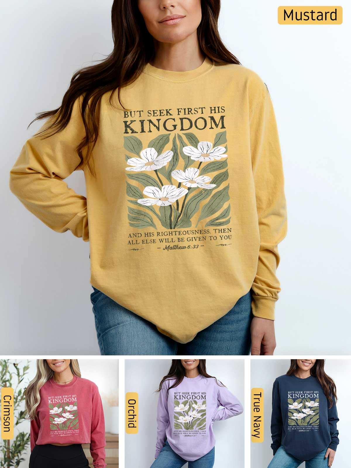 a woman wearing a sweatshirt with a flower on it