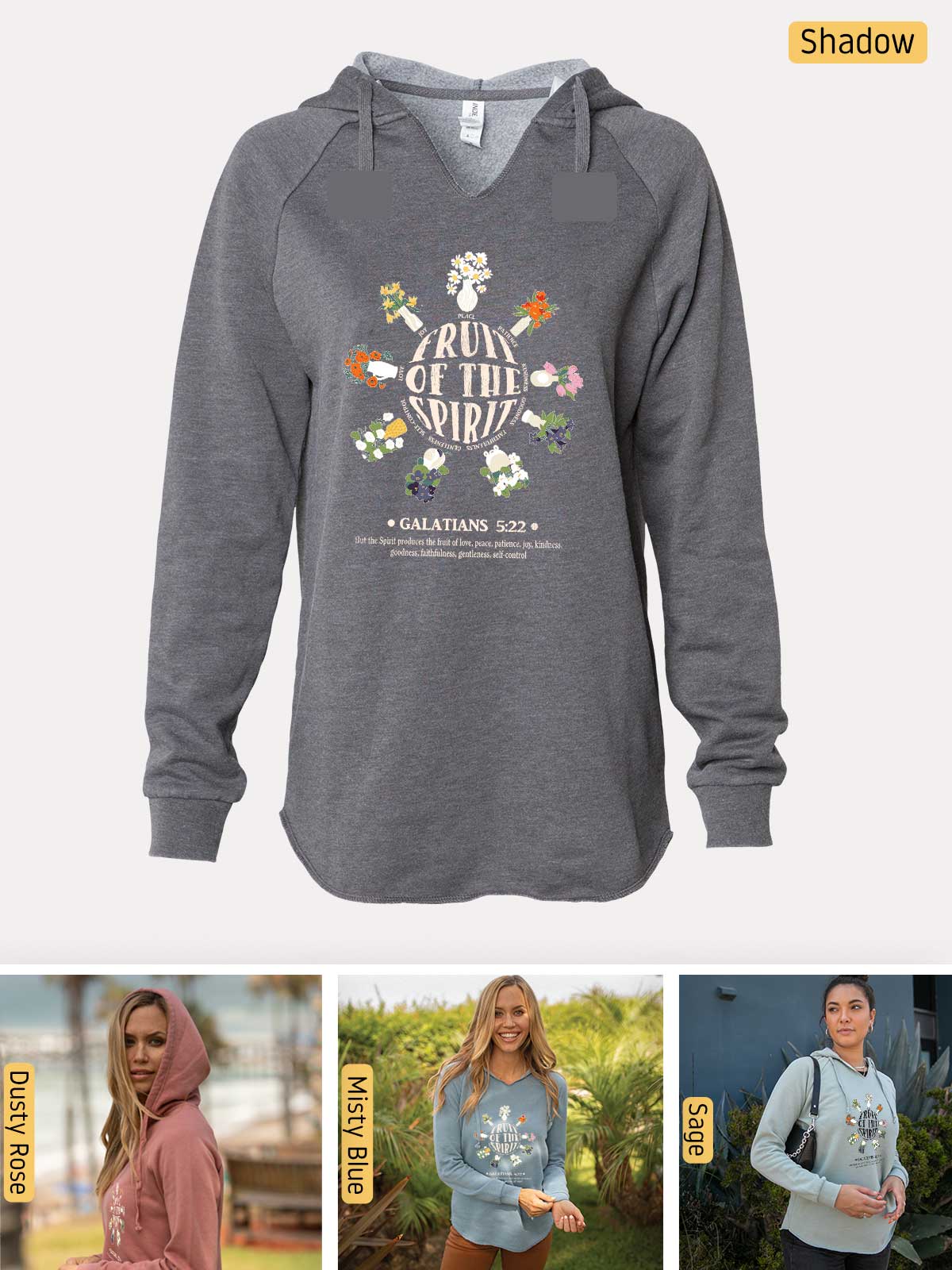 a women's hoodie with a picture of a woman wearing a hoodie