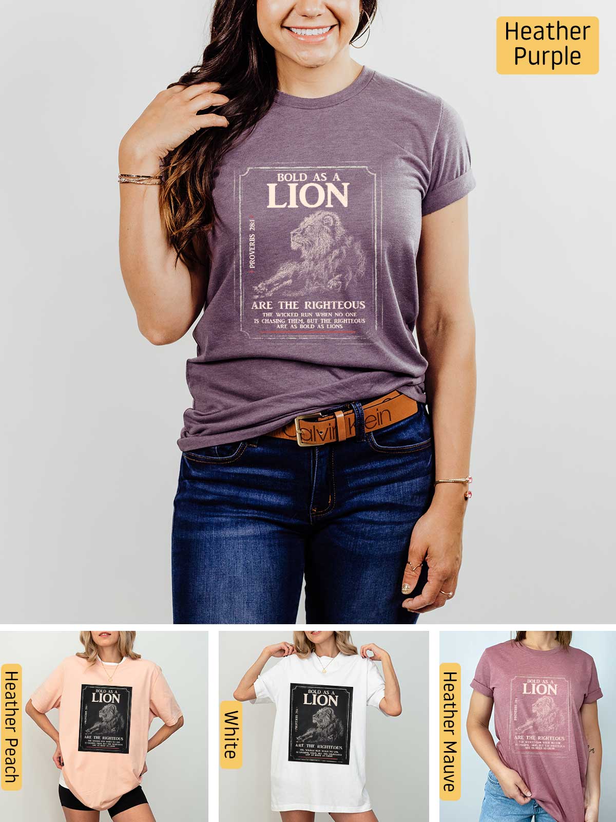 a woman wearing a t - shirt with the lion on it