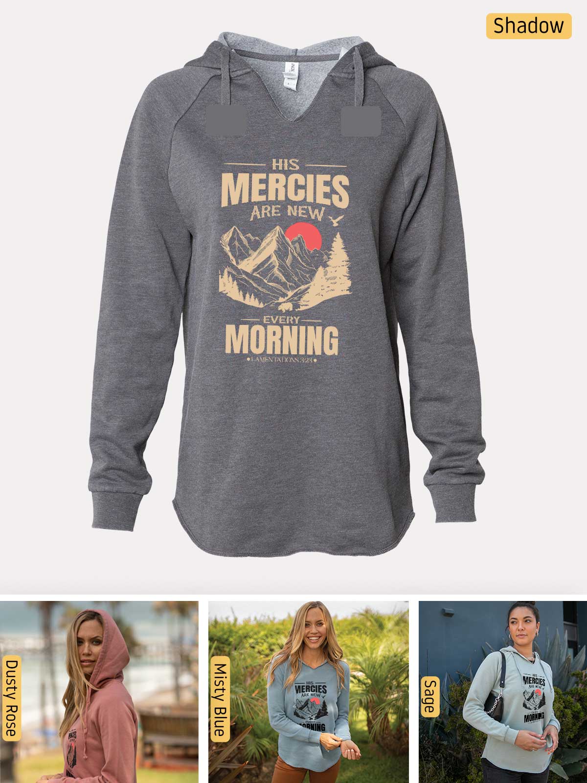 a women's sweatshirt with a picture of a woman wearing a hoodie