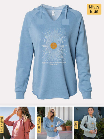His Love Endures Forever - Psalm 136 - Lightweight, Cali Wave-washed Women's Hooded Sweatshirt