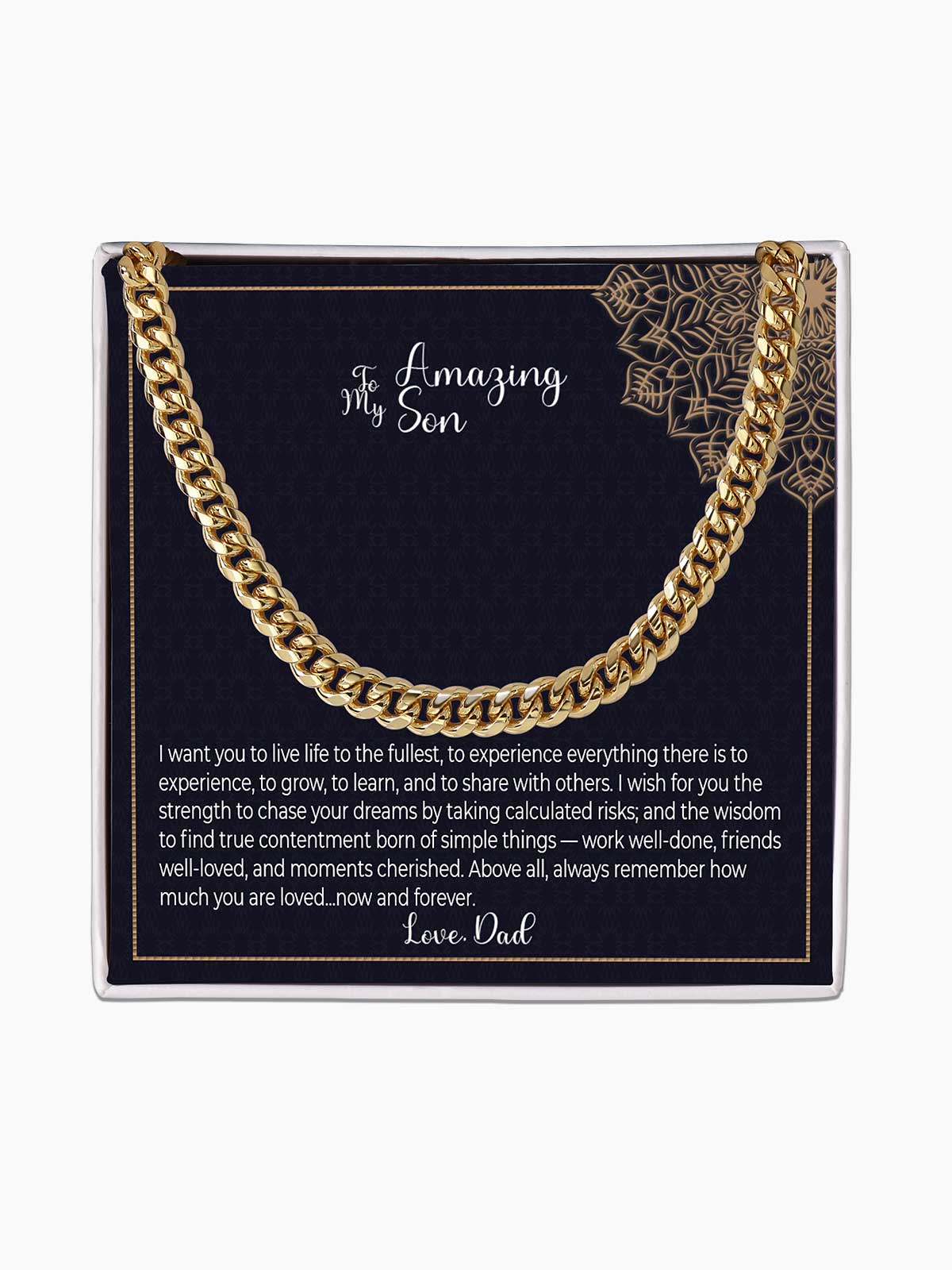 To Son - 'Live life to the fullest' - Cuban Link Chain Necklace